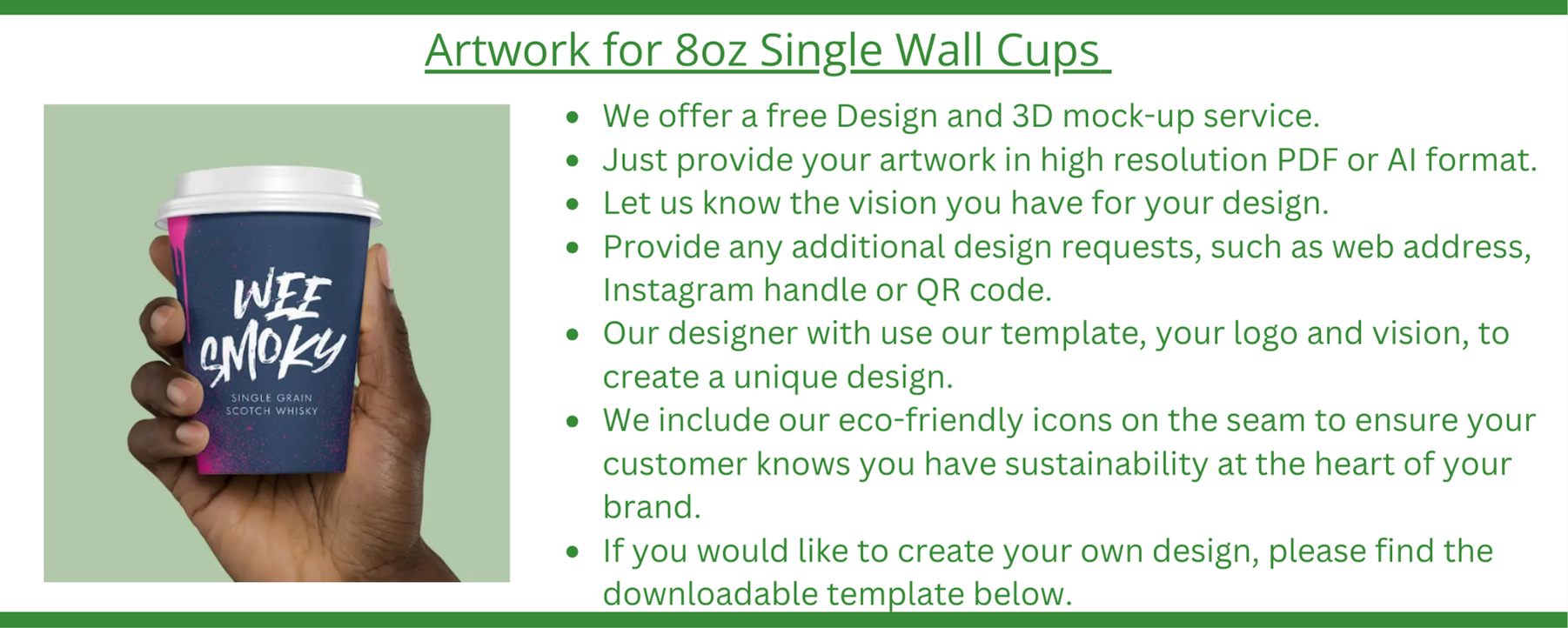 8oz Single Wall Bespoke Cup Banner