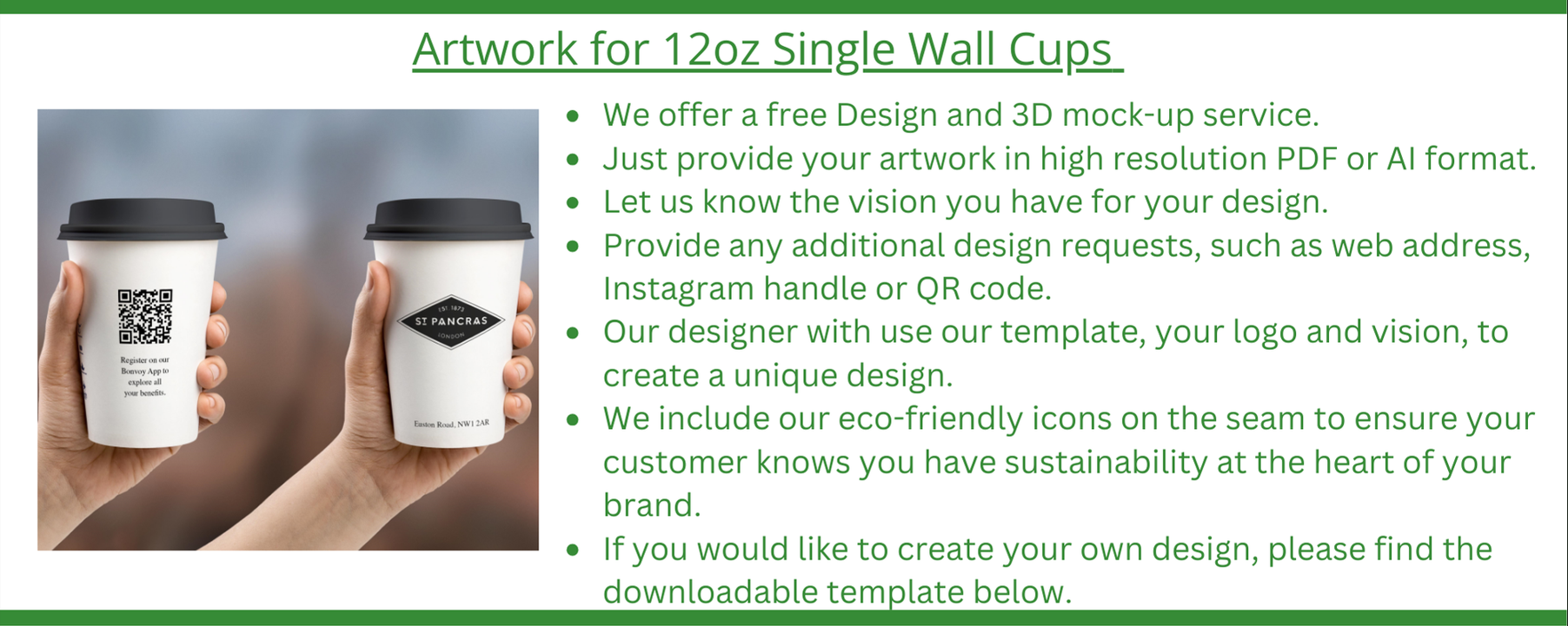 Artwork Design and Template for 12oz Single Wall Cups