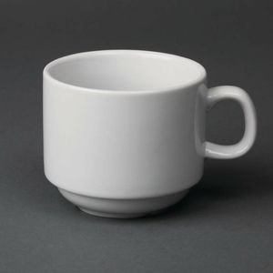 Olympia Whiteware Stacking Tea Cups 7oz 200ml (Pack of 12) - CB467 - 1