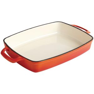 Vogue Orange Rectangular Cast Iron Dish 2.8Ltr - GH322 - 3