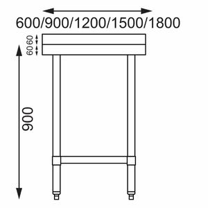 Vogue Stainless Steel Table with Upstand 1800mm - GJ509 - 3