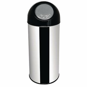 Bolero Stainless Steel Push Top Bullet Bin Silver 40Ltr - L044 - 1
