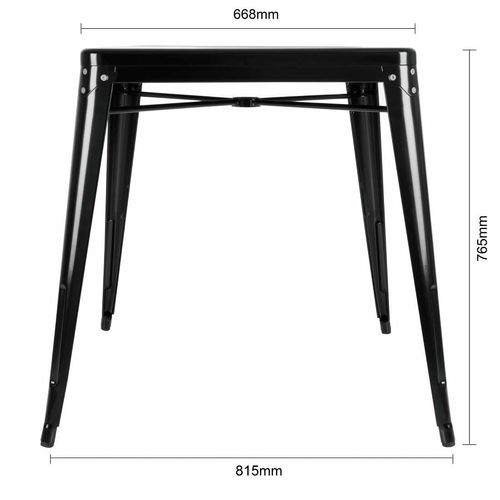Bolero Bistro Steel Square Table Black 668mm (Single) - GC867 - 11