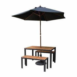 Bolero Rectangular Steel and Acacia Benches 1000mm (Pack of 2) - DS154 - 3