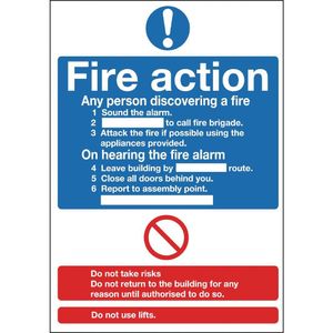Fire Action Sign - Y920 - 1