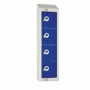 Elite Personal Effects Locker 4 Door Blue Camlock Sloping Top - CF751-CS - 1