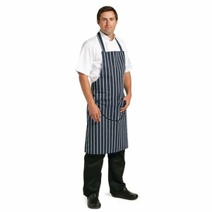 Whites Butchers Apron Navy Stripe with Pocket - A535 - 3