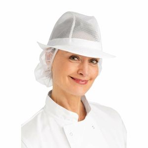 Trilby Hat with Net Snood White L - A653-L - 1