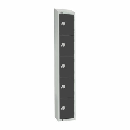 Elite Five Door Padlock Locker Graphite Grey with Sloping Top - GR681-PS - 1
