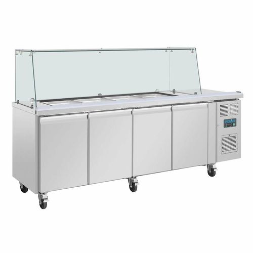 Polar U-Series GN Saladette Counter with Square Sneeze Guard 4 Door - 1