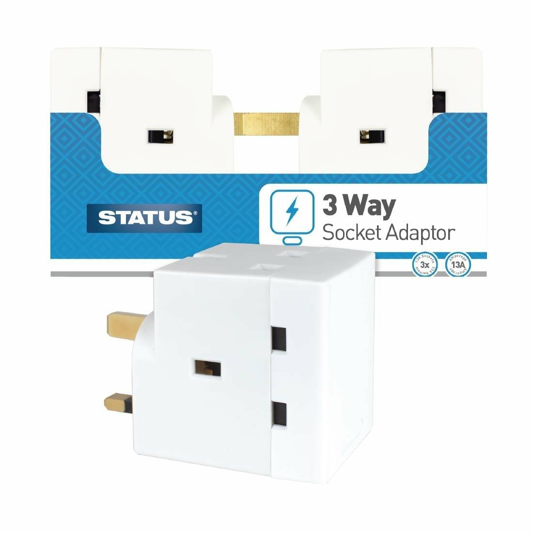 Way Go Sockets Status 3 Way Fused Plug Adapter White - DZ476 | Go for Green Catering ...