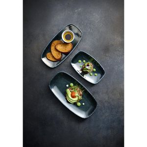 Churchill Studio Prints Astro Metallic Blue Oblong Chefs Plates 178 x 105mm (Pack of 12) - HX101 - 3