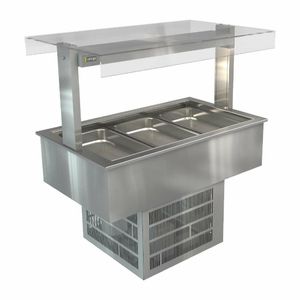 Cossiga Linear Series Drop-in Refrigerated Well w/Flat Top Sneeze Guard 1145mm - HT626 - 1