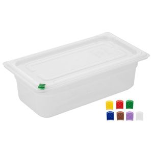 Hygiplas Click PP GN Container 1/3 with Lid & 7 Colour Clips 100mm 3.6Ltr (4 Pack) - FZ092 - 3