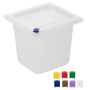 Hygiplas Click PP GN Container 1/6 with Lid & 7 Colour Clips 150mm 2.2Ltr (4 Pack) - FZ098 - 3