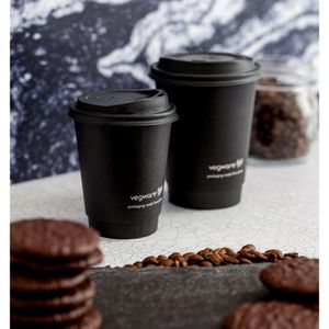 Vegware 89-Series CPLA Hot Cup Lids Black (1000 Pack) - JB824 - 3