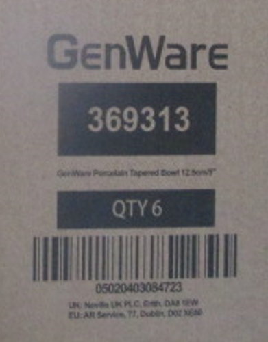 GenWare Porcelain Tapered Bowl 12.5cm/ 5 (Pack of 6) - 369313 - 9