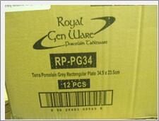 Terra Porcelain Grey Rectangular Plate 34.5 x 23.5cm (Pack of 6) - RP-PG34 - 12