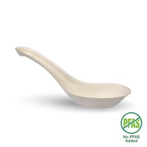 BioPak 14cm Plant Fibre Chinese Soup Spoons (Pack of 1,000) - B-14CS-PULP-PF-UK - 1