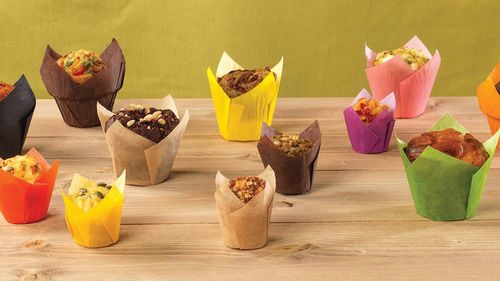 Packet Of 240 (40 Of Each Colour) Tulipcup Greaseproof Paper Liners Purple/pink/yellow/red/orange/green Ø 50 H 80 Mm - 923242 - 7