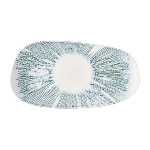 Churchill Lyra Organic Oblong Plates Blue Opal 350x185mm (6 Pack) - JM068 - 1