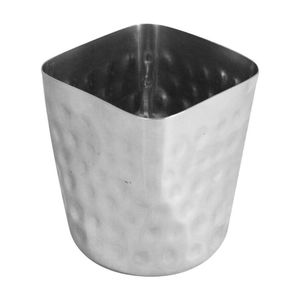 French Fry Cup - Ss - Square Mouth - Mirror Finish - Hammered - FFSQ85H-SS - 1