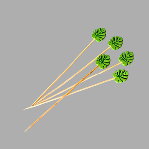 Bamboo Skewers With Leaf Tip 12Cm 5In Pack 100Pcs  - 90049-LF - 1