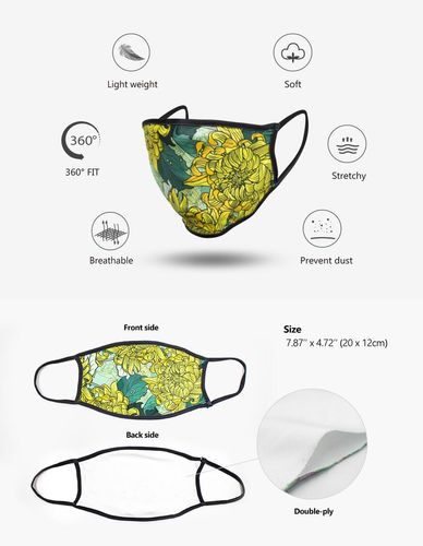 Custom Branded Standard Fabric Flat Face Mask - C5782 - 6