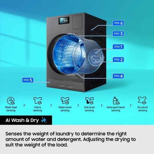 Samsung WD18DB8995BZT1 Bespoke AI All-in-One Heat Pump Washer Dryer, 18/11kg - WD18DB8995BZT1 - 15