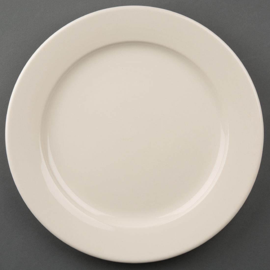 Olympia Ivory Wide Rimmed Plates 250mm (Pack of 12) - U121  - 1
