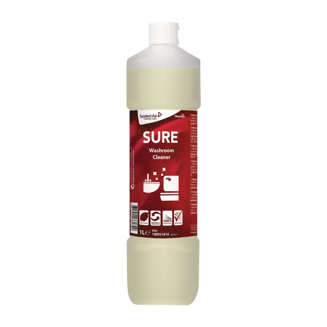 SURE Washroom Cleaner Concentrate 1 Litre (6 Pack) - FA252  - 1