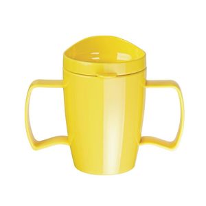 Olympia Kristallon Heritage Double-Handled Mugs with Lids Yellow 300ml (Pack of 4) - DW709  - 1
