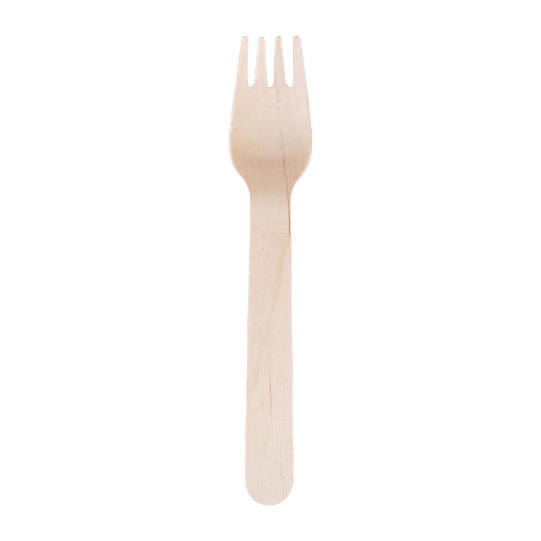 Fiesta Compostable Disposable Wooden Forks (Pack of 100) - CD903  - 2
