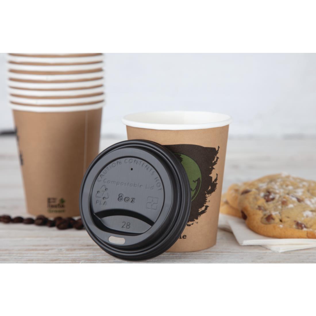 Fiesta Compostable Coffee Cups Single Wall 225ml / 8oz (Pack of 50) - DS057  - 2
