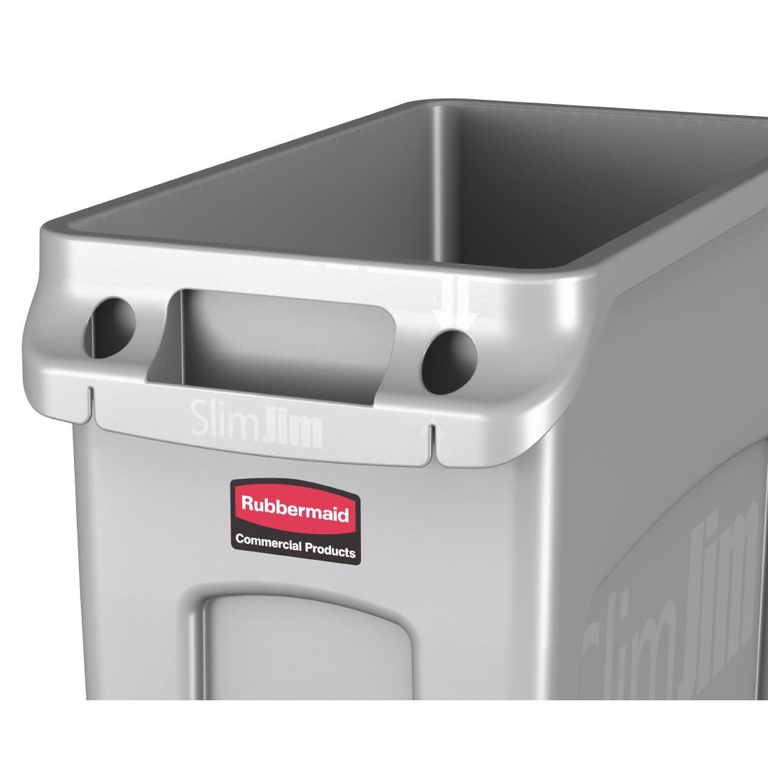 Rubbermaid Slim Jim Container With Venting Channels Grey 60Ltr - F603  - 9