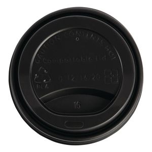Fiesta Compostable Coffee Cup Lids 340ml / 12oz (Pack of 50) - DS055  - 1