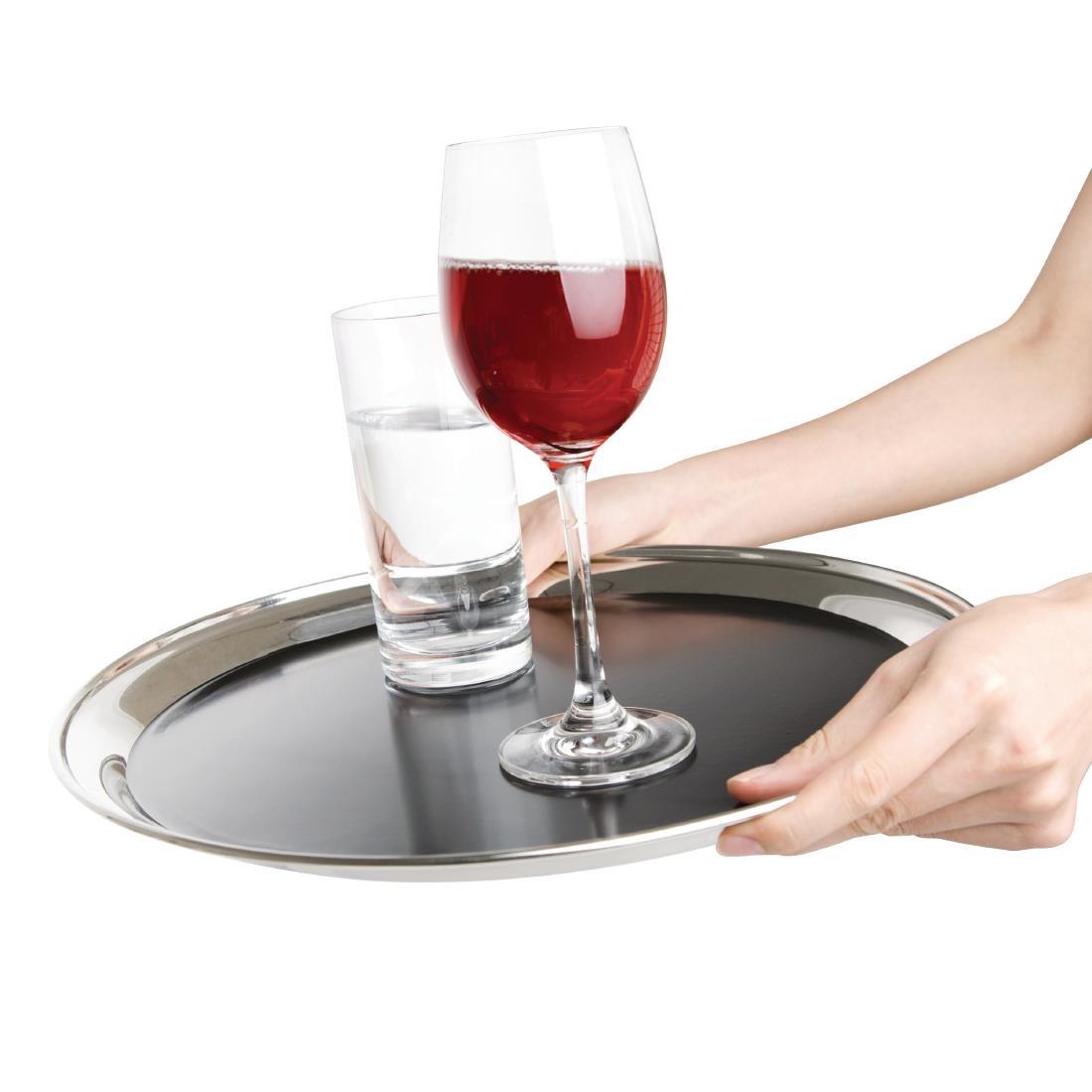Olympia Stainless Steel Round Non-Slip Bar Tray 305mm - DP207  - 4