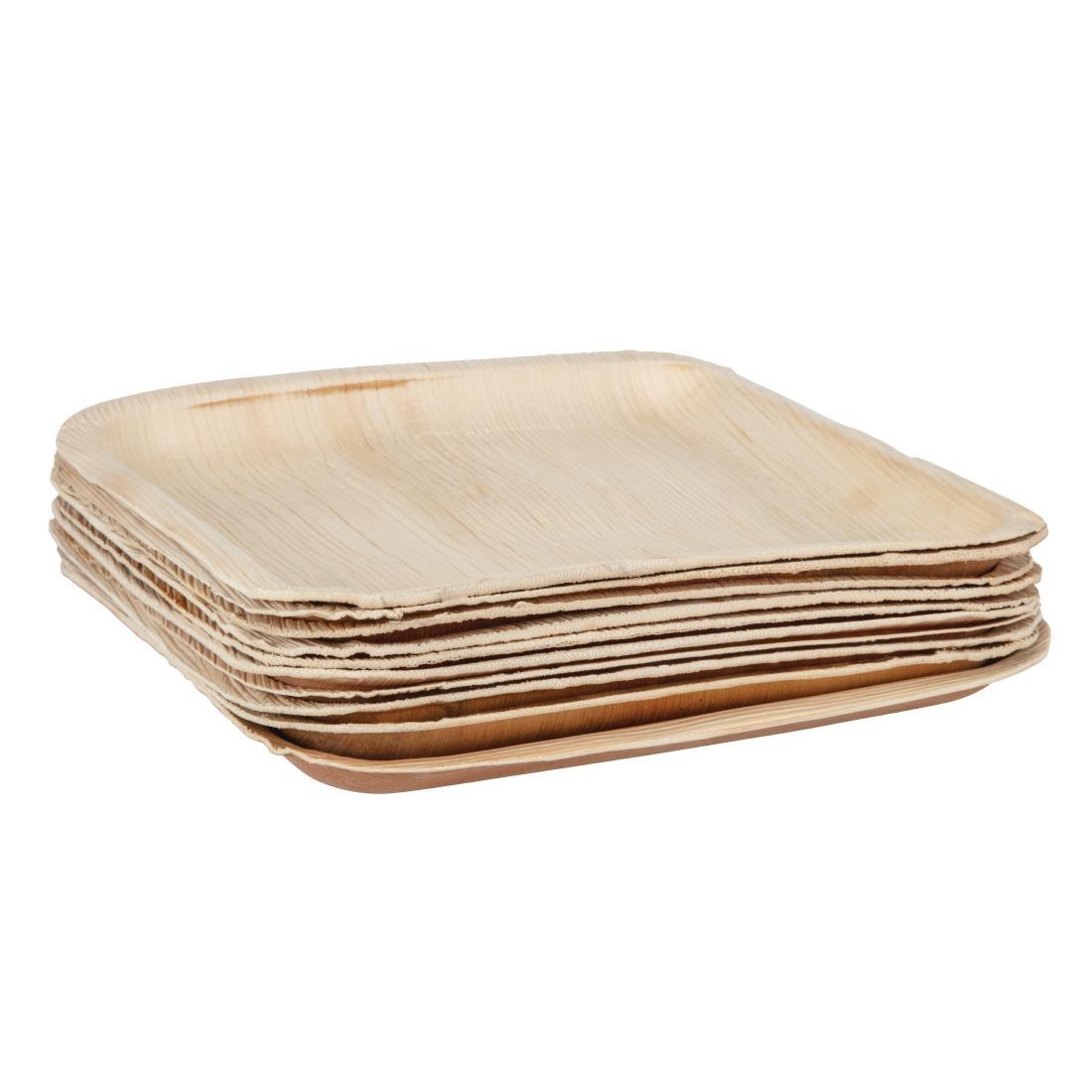 Fiesta Compostable Palm Leaf Plates Square 250mm (Pack of 100) - DK381  - 3