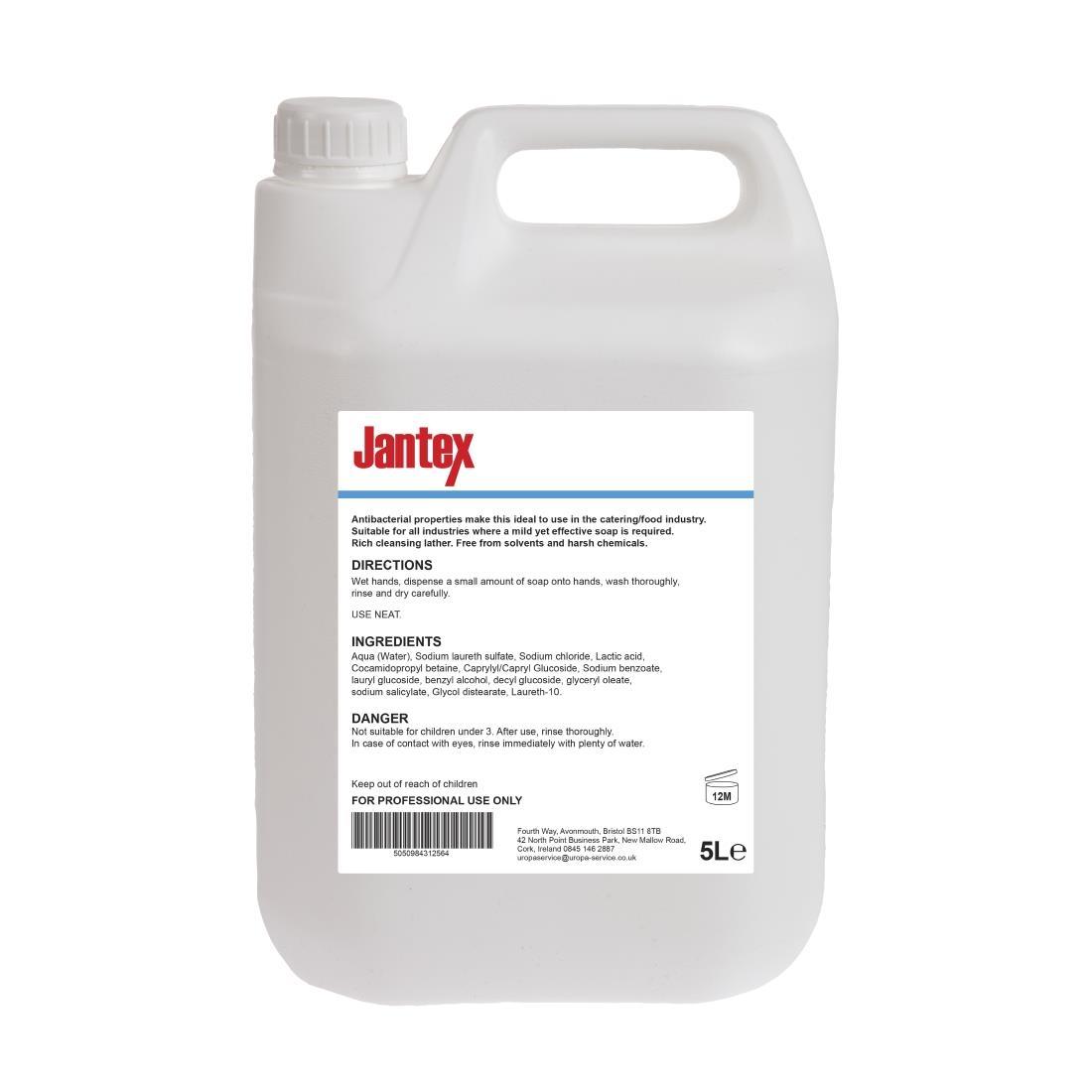 Jantex Unperfumed Antibacterial Liquid Hand Soap 5Ltr - GC976  - 2