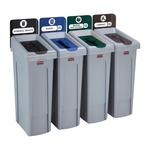 Rubbermaid Slim Jim Four Stream Recycling Station 87Ltr - DY081  - 1