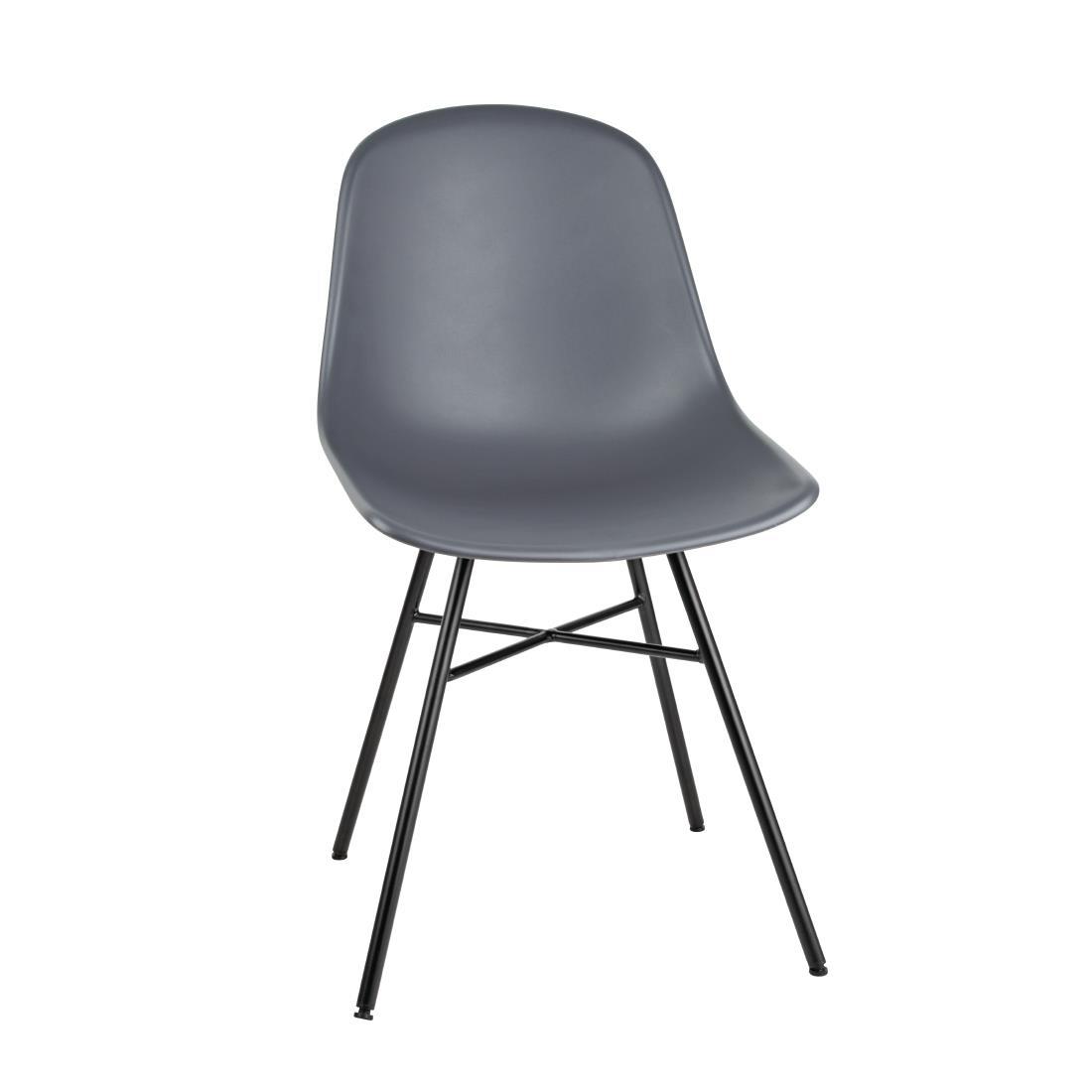 Bolero Arlo Side Chairs with Metal Frame Charcoal (Pack of 2) - DY347  - 1
