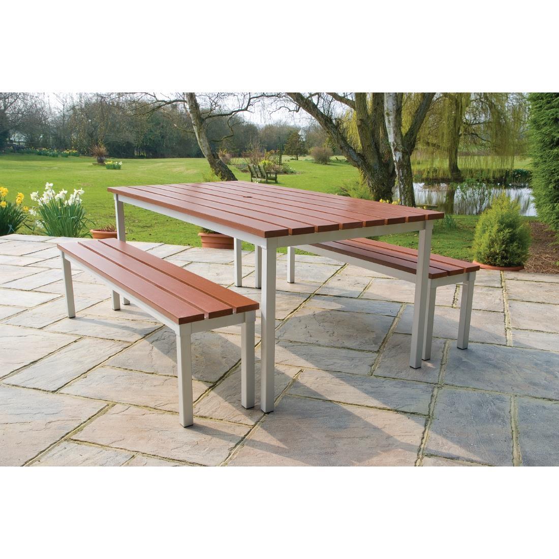 Enviro Outdoor Walnut Effect Faux Wood Table 1800mm - CK810  - 4