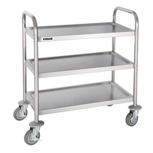 Vogue Stainless Steel 3 Tier Clearing Trolley Small - F993  - 1