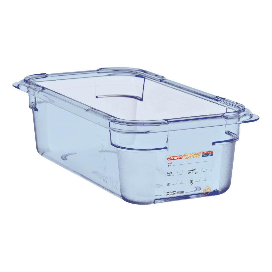 Araven ABS Food Storage Container Blue GN 1/4 100mm - GP575  - 1