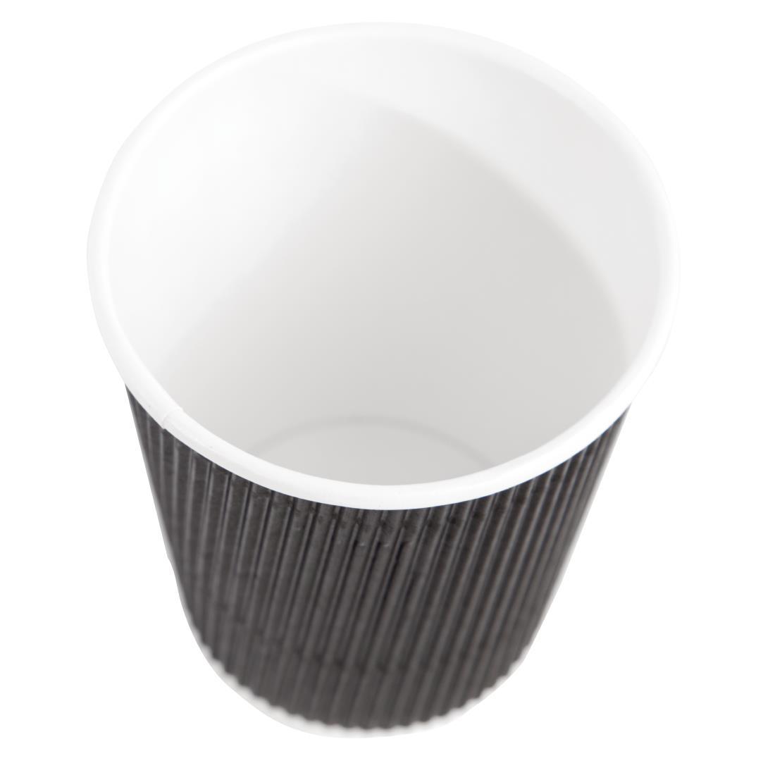 Fiesta Recyclable Coffee Cups Ripple Wall Black 225ml / 8oz (Pack of 500) - CM543  - 3
