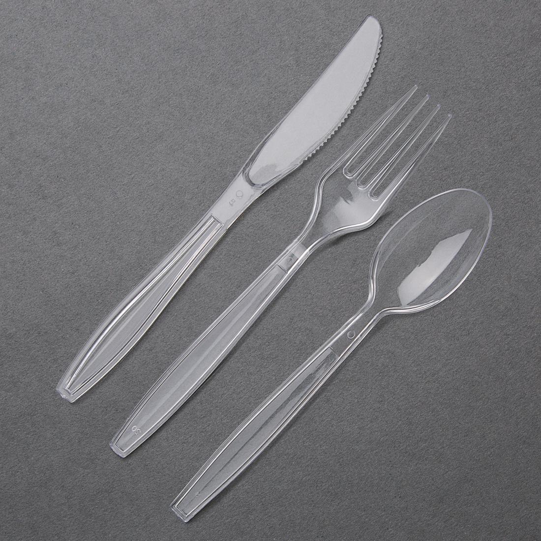 Fiesta Heavy-Duty Disposable Plastic Forks Clear (Pack of 100) - CP888  - 5