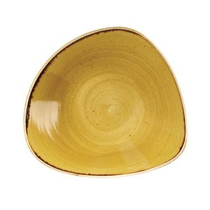 Churchill Stonecast Triangle Bowl Mustard Seed Yellow 229mm (Pack of 12) - DF790  - 1
