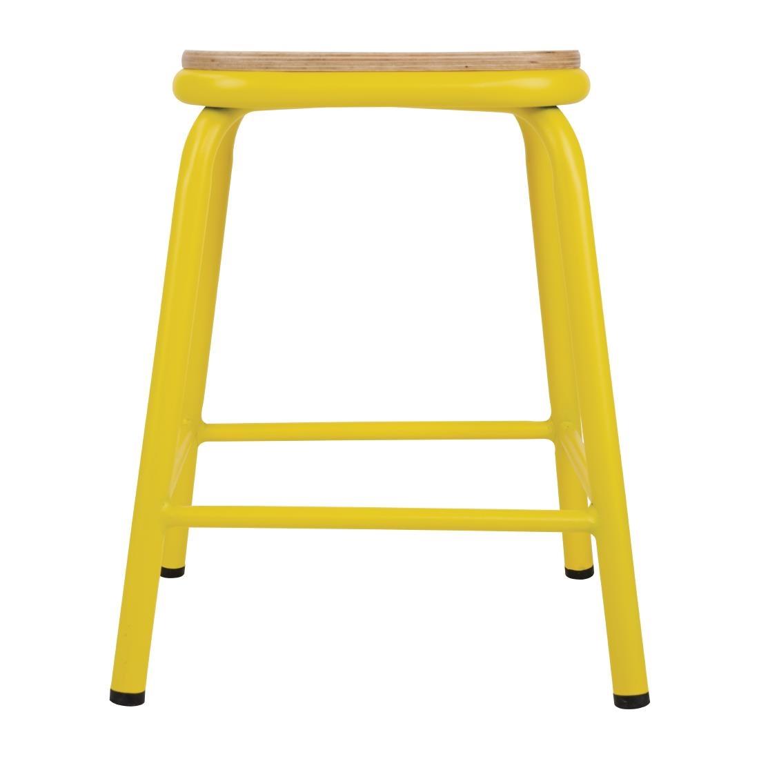 Bolero Cantina Low Stools with Wooden Seat Pad Yellow (Pack of 4) - FB935  - 2