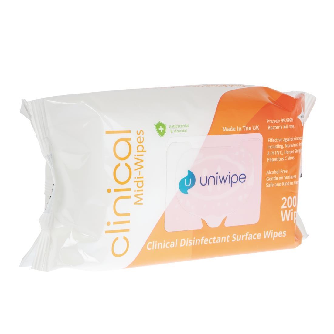 Uniwipe Clinical Disinfectant Surface Wipes (Pack of 200) - DF234  - 2