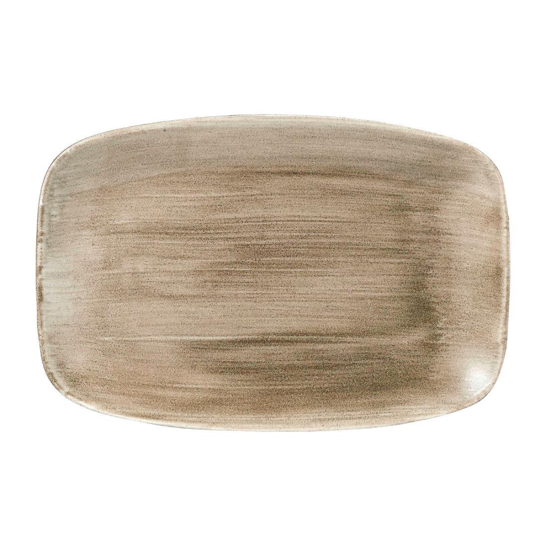 Churchill Stonecast Patina Oblong Plates Antique Taupe 305x198mm (Pack of 6) - FD862  - 1